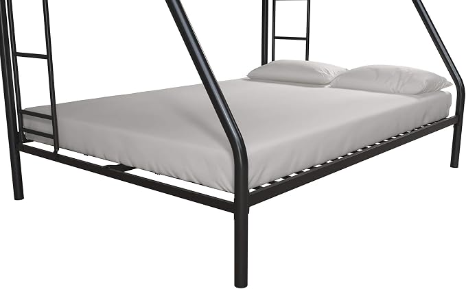 DHP Dusty Metal Bunk Bed with Secured Ladders, Twin/Full, Black