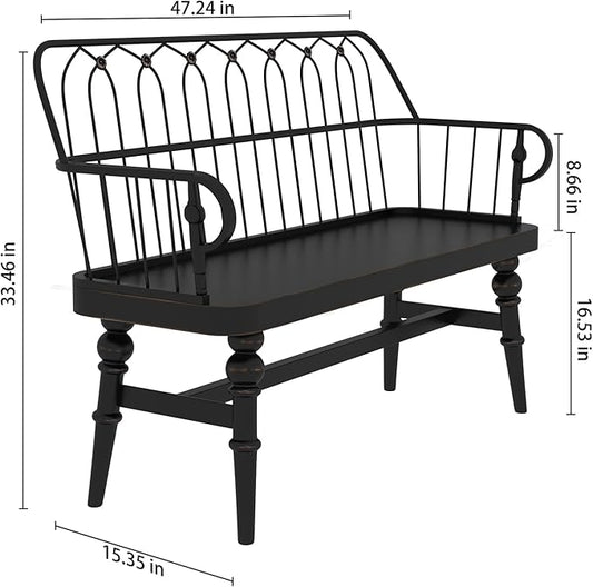 DIBRATY Entryway Bench,Spindle Back Wooden Dinning Bench, Farmhouse Foyer Bench for Entryway, Living Room, Dinning Room, Mudroom