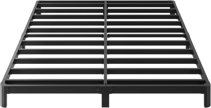 Yicensen 4 Inch Full Bed Frame Low Profile No Box Spring Needed, Heavy Duty Full Size Metal Platform Bed Frame with Rounded Corner Legs, Easy Assembly, Noise Free, Black