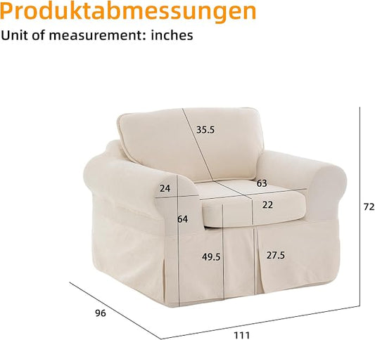Mistpeople Modern Loveseat Sofa Couch, Upholstered Comfy Sofa with Pillows & Armrests, Deep Seating Couch with Removable Cover for Living Room Bedroom Apartment Office Small Spaces, Beige