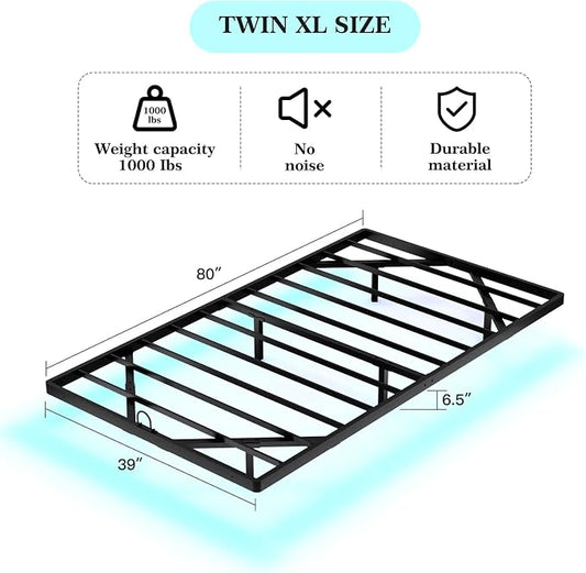 Awesofurni Floating Bed Frame Twin XL Size, Twin XL Bed Frame with Smart LED Lights, Heavy Duty Modern Metal Platform Bed No Box Spring Needed - Easy Assembly and Noise Free