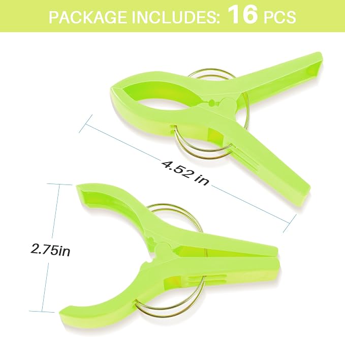JABINCO Beach Towel Clips Chair Clips Towel Holder,Plastic Clothes Pegs Hanging Clip Clamps (Pack of 8)