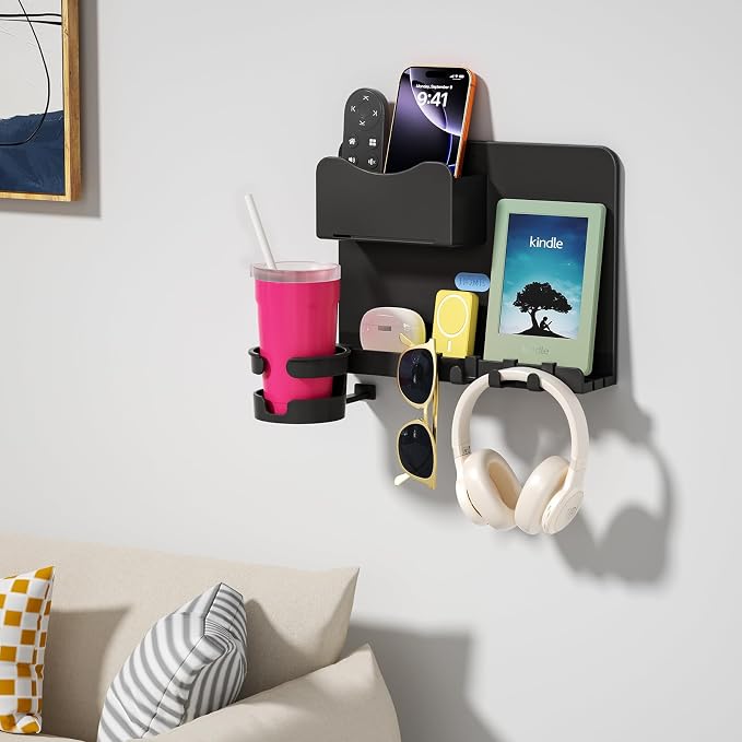 Floating Shelves for Bedside Shelf, Stick On Accessories Organizer, Wall Mount Shelf, Cute Room Decor Aesthetic, Girls Room Decor, Cool Stuff for Bedroom Storage and Organization
