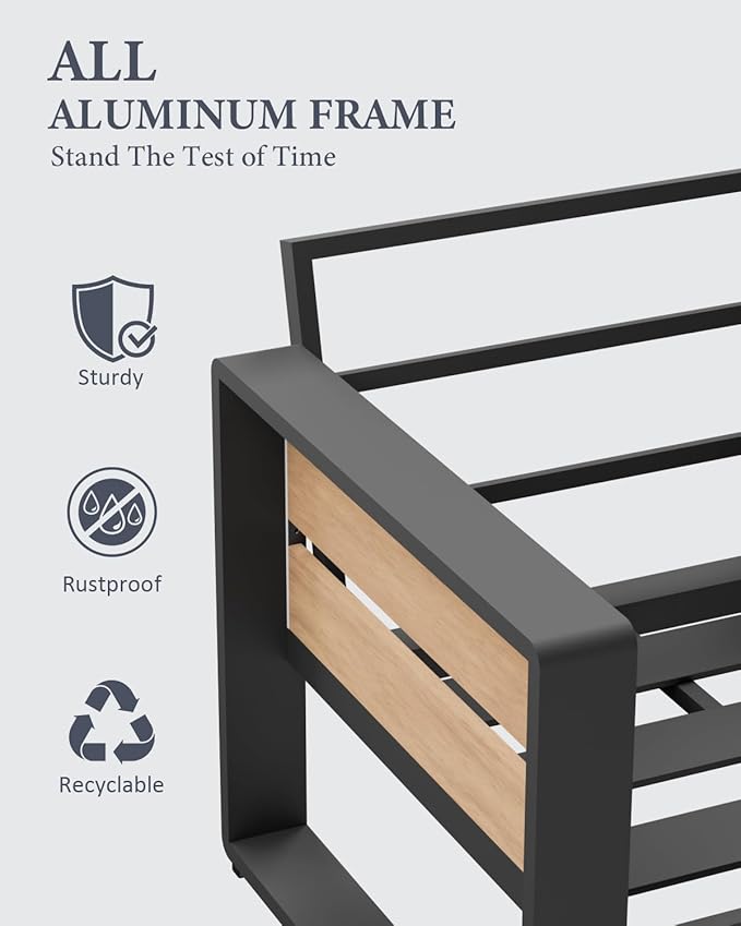 ZANDOR Aluminum Outdoor Patio Furniture - 2 Pcs Armchair, All-Weather Metal Modern Outside Furniture with Washable Thick Cushion for Garden/Backyard/Porch, Grey | Rustproof,High weight capacity,Water-repellent,Washable Cover,All-Weather Resistant,Easy ...