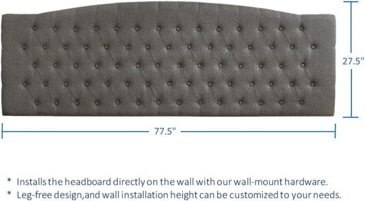 24KF Upholstered Tufted Button Linen Wall Mounted Headboard,Comfortable Fashional Headboard King/CA King Size, 6055-K-Granite