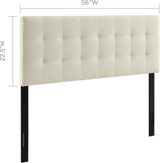 Modway Lily Tufted Linen Fabric Upholstered Full Headboard in Ivory
