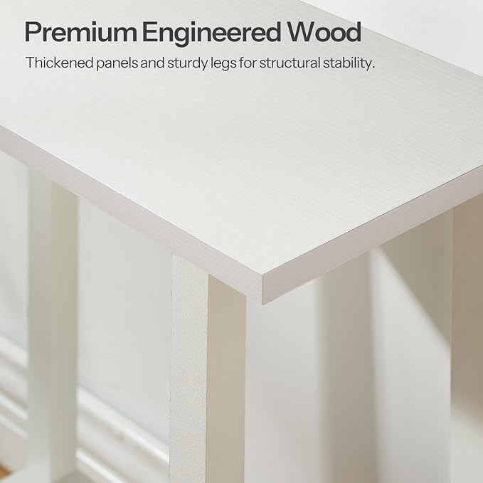 HOOBRO Narrow Side Table, 2-Tier Slim End Table with Charging Station, Skinny Nightstand with Open Storage, for Small Spaces, Living Room, Bedroom, Study, White WT240UBZ01