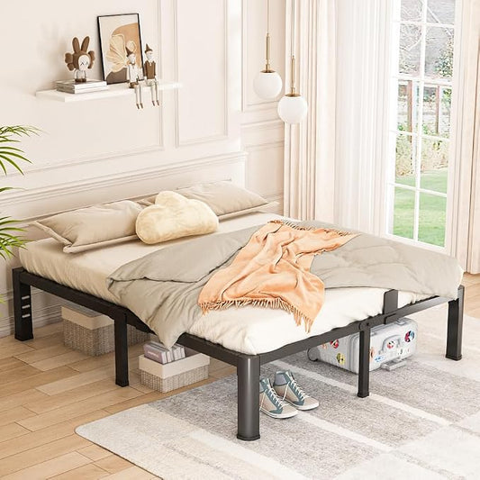 Bilily 14 inch King Bed Frame Metal Platform with Round Corner Legs,3500 LBS Heavy Duty Steel Slats Support,Headboard Compatible,No Box Spring Needed,Easy Assembly,Mattress Retainer,Underbed Storage