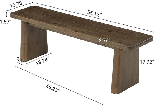 55.1" Solid Wood Entryway Bench, Rustic Shoe Bench for Mudroom Hallway, End of Bed & Dining Kitchen Benches, Easy Assembly, Espresso