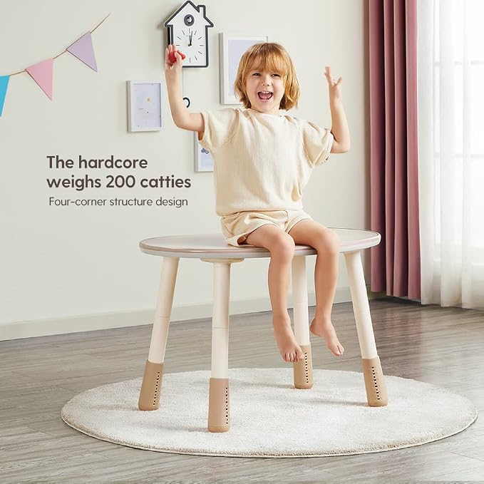 Children's Table, Height Adjustable Kids Play Table, Graffiti-Ready Kids Art Table. Suitable for Home & Kindergarten, Brown
