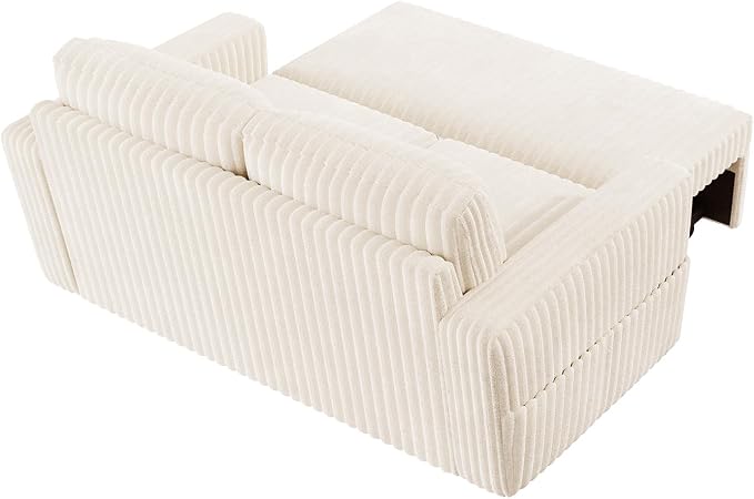 HONBAY Modular Pull Out Sofa Bed,Corduroy Loveseat, Couches for Living Room,Beige