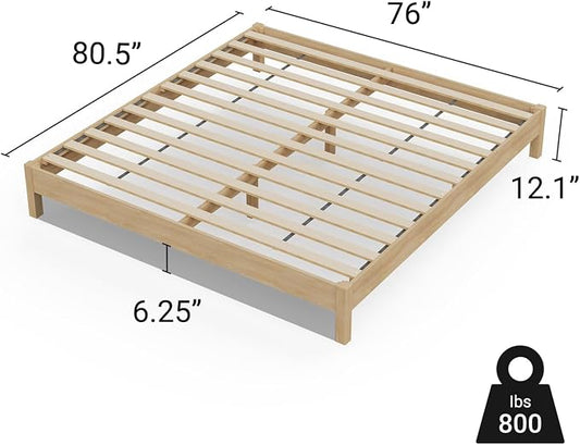 LIFEMENT King Bed Frame Signature Wood Platform, Noise Free, Under Bed Storage, No Box Spring Needed, Easy Assembly, New Natural