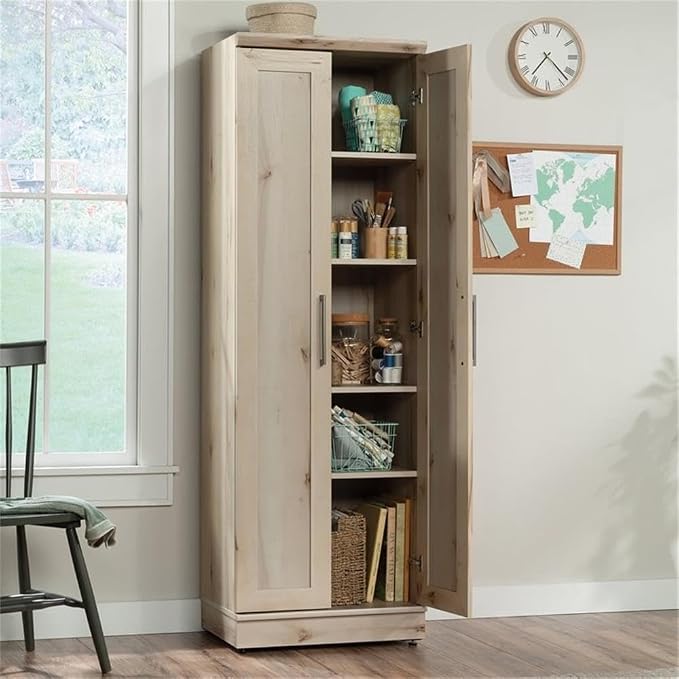Sauder HomePlus Two Door Storage Cabinet/Pantry Cabinet, Pacific Maple Finish | Two Door
