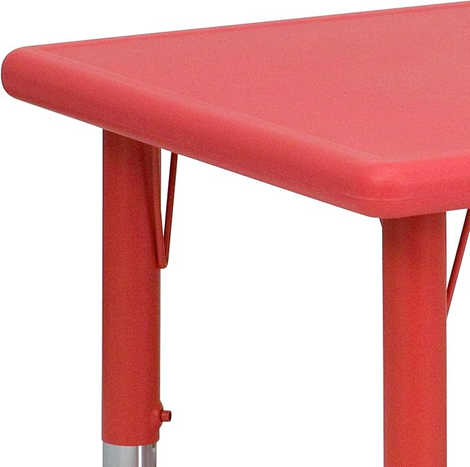Flash Furniture Wren 24''W x 48''L Rectangular Red Plastic Height Adjustable Activity Table