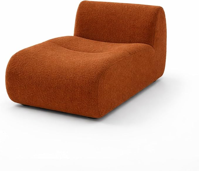Curved Sectional Modular Sofa Chaise, Modern Boneless Sofa with Deep Seat, Sherpa Boucle Cloud Couch for Living Room, Cozy Teddy L-Shaped Couches, No Assembly, Brown, Sofa Chaise