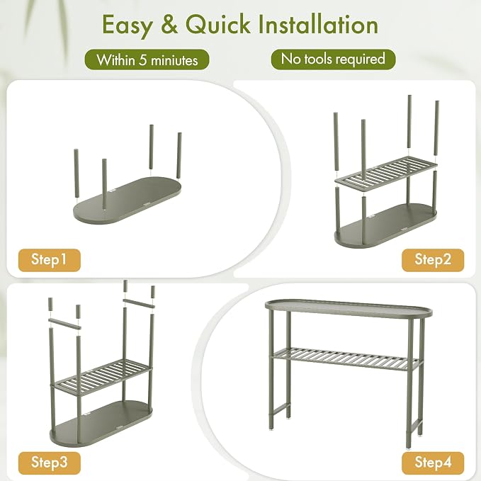 Modern Entryway Table for Hallway Bamboo 39.4", Green Console Tables for Entryway 2-tier, Behind Sofa Table with Anti-fall Edge, TV Stand for Living Room, 5min Easy Assembly, 39.4"L x 11.8"W x 29.7"H