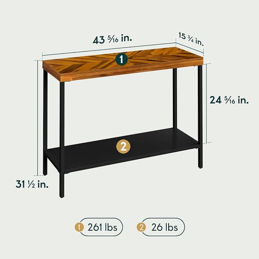 Bme Vivian Console Table, Solid Acacia Wood Entryway Table Without Drawer, Rustic Golden Brown Mid Century Modern Hallway Table, Sofa Table for Living Room or Foyer