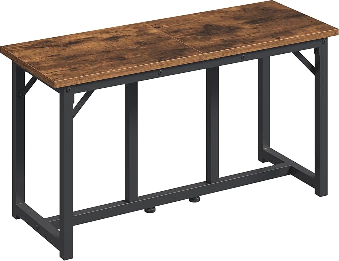 MAHANCRIS Dining Bench, Dining Table Bench, Industrial Kitchen Bench | 31.5 Inch Rustic Entryway Bench, Easy to Assemble, Steel Frame, for Kitchen, Living Room, Bedroom, Hallway, Rustic Brown