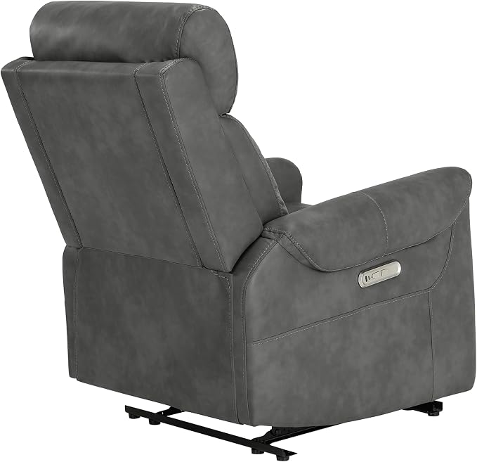 KISLOT Leather Recliner Chair for Adults Wall Hugger RV Recliner with USB Charging Ports Electric Power Reclining Sofa for Living Room Home Theater Seating Bedroom