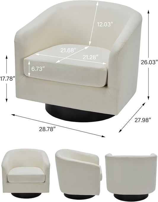 Swivel Barrel Accent Chair, Modern Round Chenille Fabric Arm Chair for Living Room, Bedroom, Comfy Club Reading Chairs for Adults