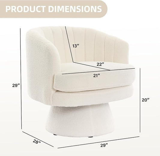 CANMOV Swivel Accent Chair with Armrest, Modern 360 Degree Swivel Barrel Chair with Curve Back and Soft Cushion,Comfy Round Sherpa Teddy Armchair Single Sofa for Living Room,Bedroom,Waiting Room,Beige