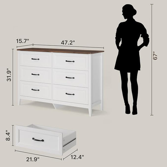 Gizoon 2-Piece Bedroom Furniture Set – Includes a 5 Drawer Dresser, a 6 Chest of Drawers,Modern Farmhouse Dresser Set, Ideal for Bedroom, Living Room