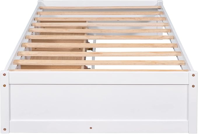 Merax Wood Captain's Platform Storage Bed with 3 Drawers,Classic Bed Frame No Box Spring Needed Twin, White