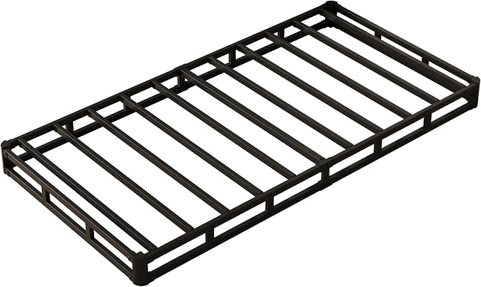 Maenizi Box Spring Twin 4 Inch Low Profile, Heavy Duty Metal Box Spring Bed Base with Fabric Cover, Mattress Foundation, Easy Assembly, Noise Free, Black
