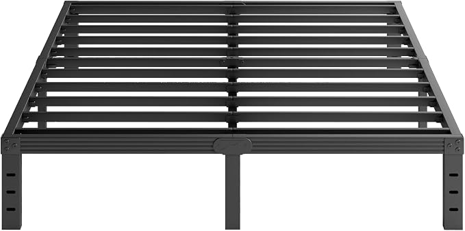 Queen Bed Frame, Heavy Duty 12" High Black Metal Platform Bed, Sturdy Steel, No Box Spring Needed, Noise-Free, Easy Assembly