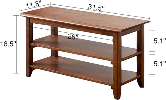 XKZG Shoe Rack Bench Wooden Shoe Storage Bench Rustic Solid Wood Entryway Bench (Brown,31.5")