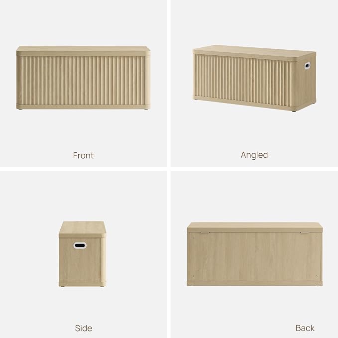 SICOTAS Storage Bench 80.4" Wide Shoe Bench with Lift Top Large Wooden Storage Chest Trunk Modern Blanket Chest with 4 Safety Hinges & Seating for Bedroom Entryway Living Room Hallway