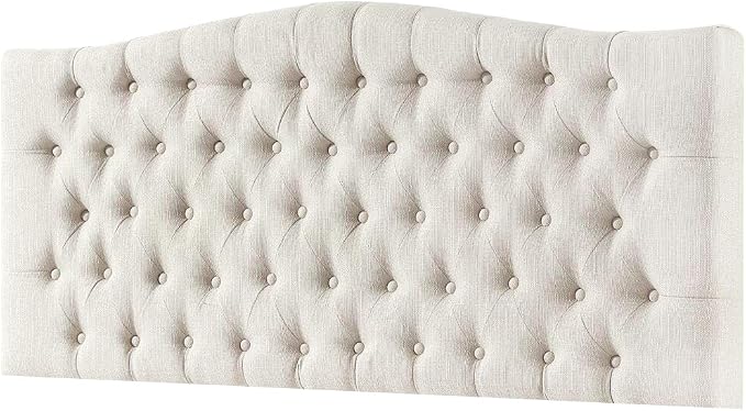 24KF Upholstered Tufted Button Wall Mounted Linen Headboard,Comfortable Fashional Headboard Queen/Full Size,6055-Q-Ivory