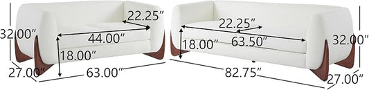 Christopher Knight Home Almad 2 Pieces Sofa Couch Set, Cozy 3-Seater Sofa and Loveseat for Living Room, Upholstered Couch Chair, Soft Seating Lounge Sofa with Wood Frame, Fabric, Beige