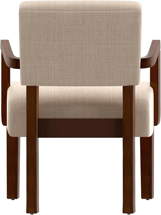 FAGAGA Accent Chair,Armchairs with Solid Wood Frame and Legs,Upholstered Reading Leisure Chair for Bedroom,Office,Waiting Room (Linen, Beige, One Chair)
