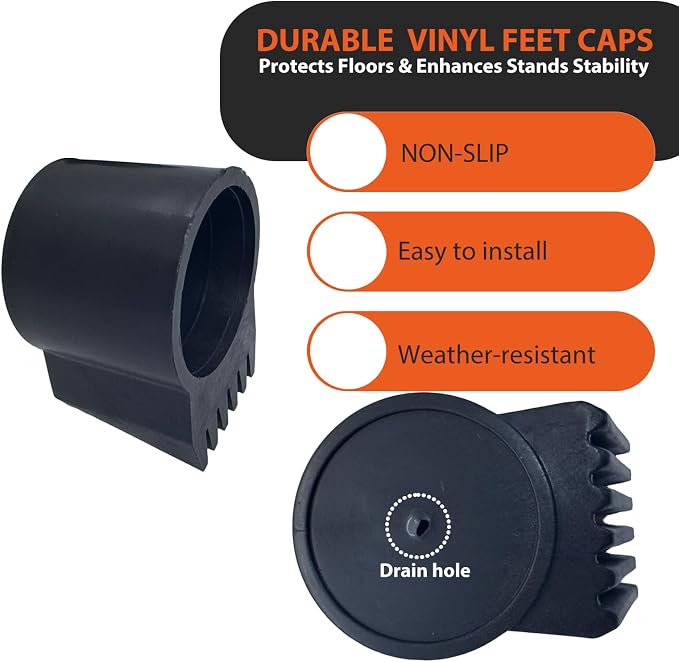Egg Chair Stand Feet Replacement - Fits 1.66" (42mm) Diameter Leg Tubes Non-Slip Vinyl Angled Leg Caps to Secure Wicker Egg Swing Hanging Hammock Chair Stands to Ground Black (4 Pack)