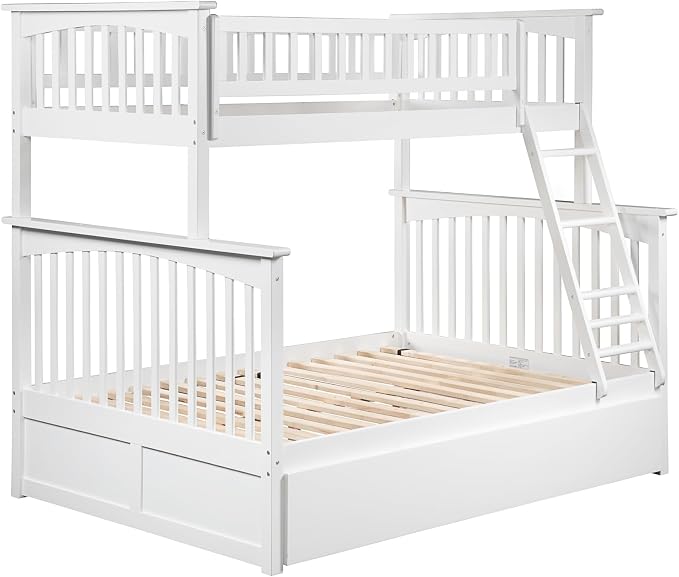 AFI, Columbia Ladder Bunk Bed Twin Over Full with Twin Trundle, White