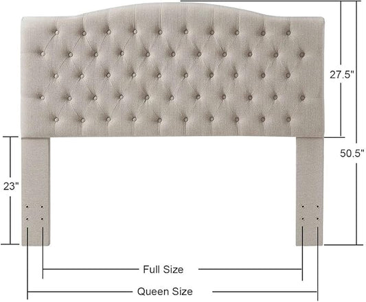 24KF Upholstered Tufted Button Linen Fabric Headboard,Comfortable Fashional Headboard Queen/Full Size,Linen