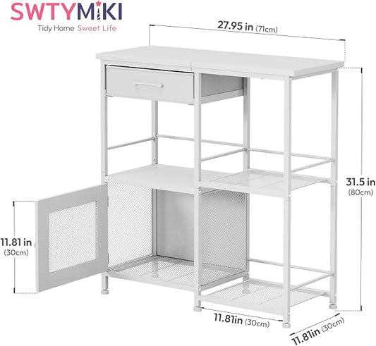 SWTYMIKI Coffee Bar Cabinet for Home - Farmhouse Coffee Stand Station Multi-Purpose Buffet Sideboard Cabinet - Kitchen Bar Table for Living Room, Corner, Small Space, White