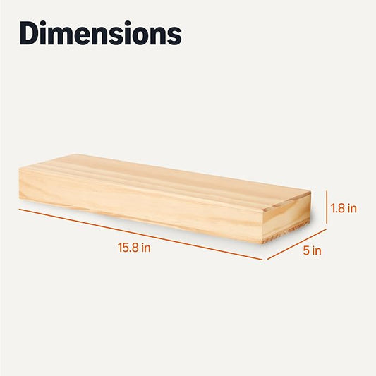 Amazon Basics Wood Floating Wall Shelves, 3-Pack, Pine, 15.8" x 5" x 1.8", Natural Wood Finish
