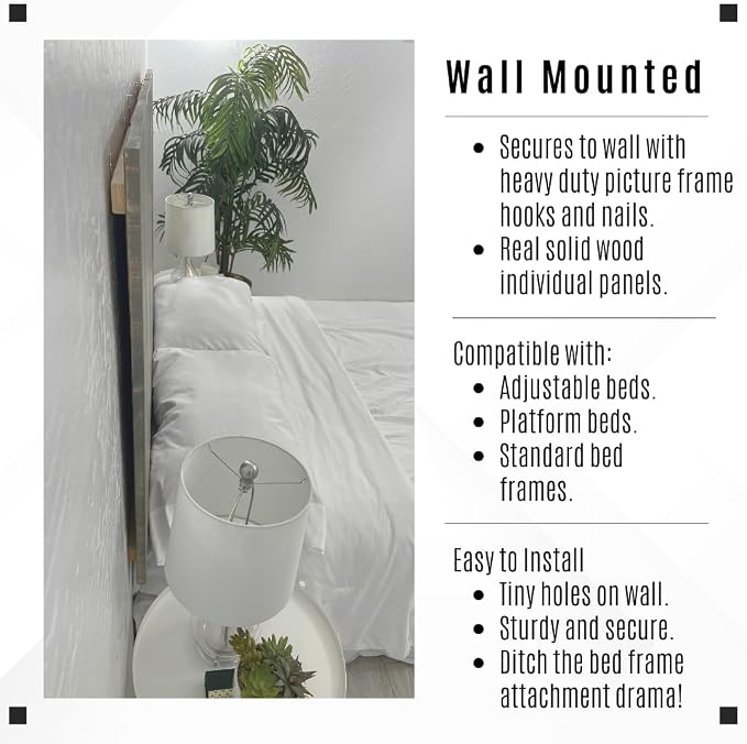 Barn Walls Solid Wood Headboard Gray Fog Oil-Based Finish with Smooth Natural Wood Grain, Wall-Mounted Panels, Adjustable Height, Rustic Coastal Bedroom, Built to Last, Twin Size Head Board