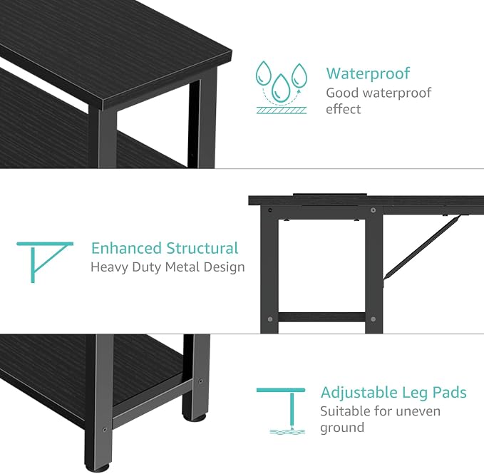 Lufeiya Small L Shaped Desk with Power Outlet Shelves, 40 Inch Corner Computer Desk for Small Space Home Office, L-Shaped Gaming Desk PC Desks with Charging Station, Black