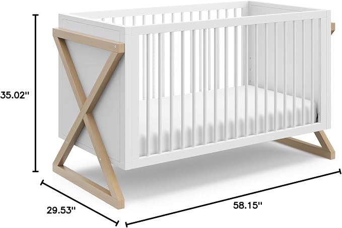 Storkcraft Equinox 3-in-1 Convertible Crib – GREENGUARD Gold Certified, Fits Standard Crib Mattress, Converts to Toddler Bed and Daybed, 4 Adjustable Mattress Heights (White and Driftwood)