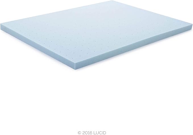 Lucid 3 Inch Memory Foam Mattress Topper, Full XL Size – Cooling Gel Bed Topper – Preassure-Relieving Deep Plush Feel – Ventilated Breathable Design – CertiPur Certified - Dorm Room Essentials