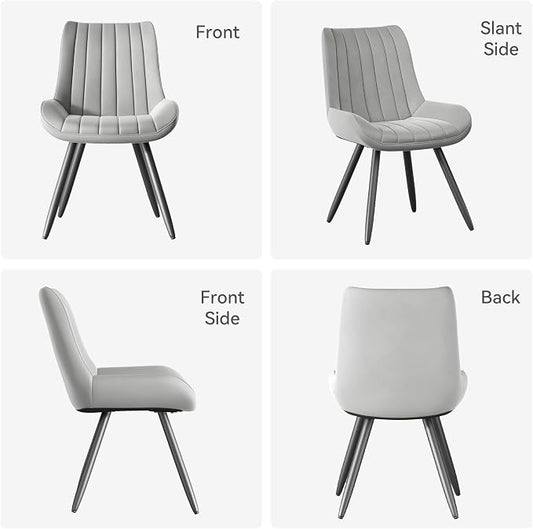 Dining Chairs Set of 2, Mid Century Modern Kitchen Chairs with Soft Cushion, Comfortable Upholstered Fabric Dining Room Chairs for Kitchen, Light Grey