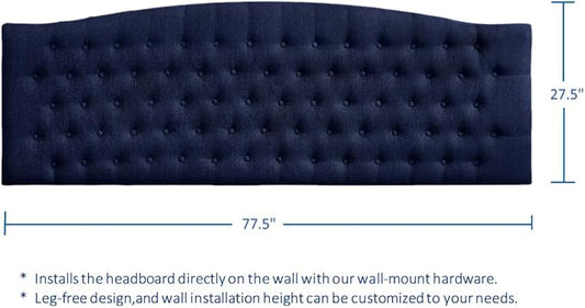 24KF Upholstered Tufted Button Linen Wall Mounted Headboard,Comfortable Fashional Headboard King/CA King Size, 6055-K-Navy Blue
