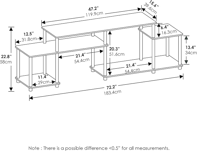 Furinno Turn-N-Tube Handel Stand for TV up to 55 Inch, French Oak