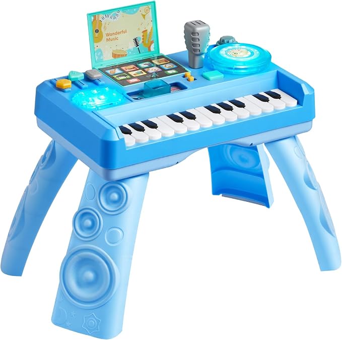 VEVOR Baby DJ Playset for Toddlers 6-18 Months, Educational Musical Table Toys with 133 Sound Sources, Recording and LED DJ Turntable, Baby Activity Table for Birthday, for Kids Aged 6-18 Months