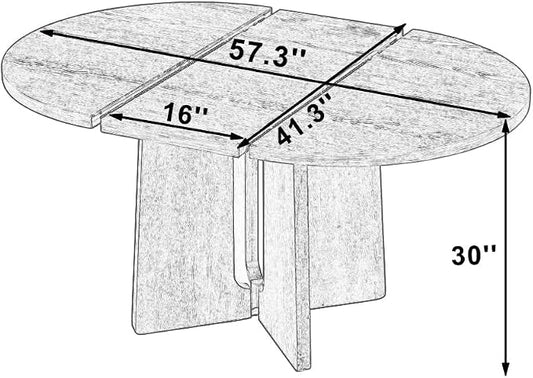 LUMISOL Extendable Round Dining Table for 4-6 People, Farmhouse Kitchen Table with 16inch Removable Leaf for Kitchen, Dining Room, Living Room, Natural