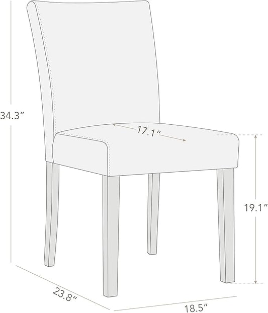 Watson & Whitely Upholstered Dining Chairs, Faux Leather, Set of 4, Grey | Solid Wood Legs, Padded Seat, Low Back, Modern Armless Parsons Chair for Kitchen, Dining Room, Restaurant