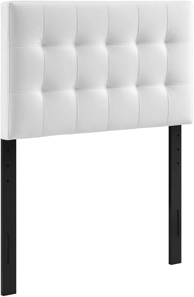 Modway Lily Tufted Faux Leather Upholstered Twin Headboard in White